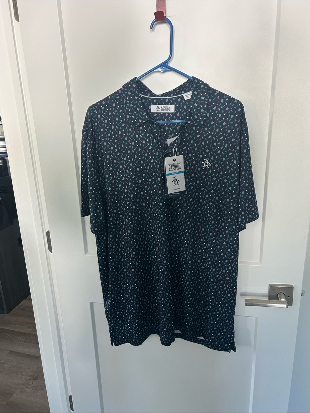 Original Penguin Dark Navy Polo with Micro Cocktails Print